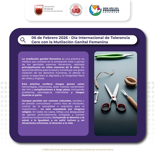 06 de Febrero Día Internacional de Tolerancia Cero con la Mutilación Genital Femenina